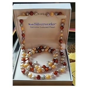 Belk silverworks cultured pearl set baroque in original box
